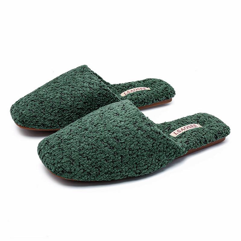 Fashion High Quality Comfort Furry Couple Slippers Short Plush Warm House Slippers Light Non-slip Autumn Winter Home Shoes for Women