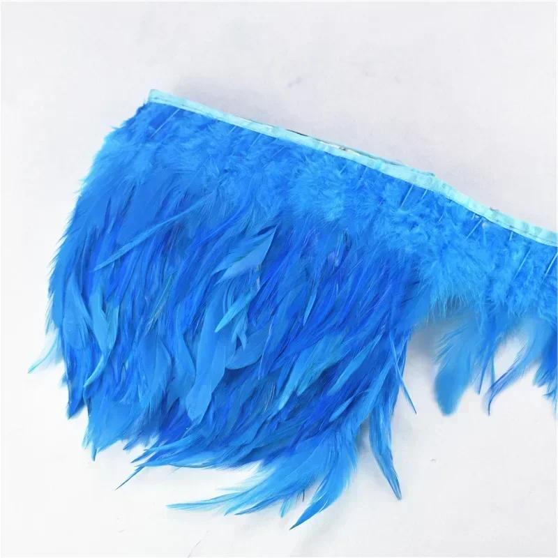 10Meters Saddle Pheasant Feathers Fringe for Clothes Ribbon Cock Feather Trim Flecos Tassel Needlework Decoration Sewing Decor