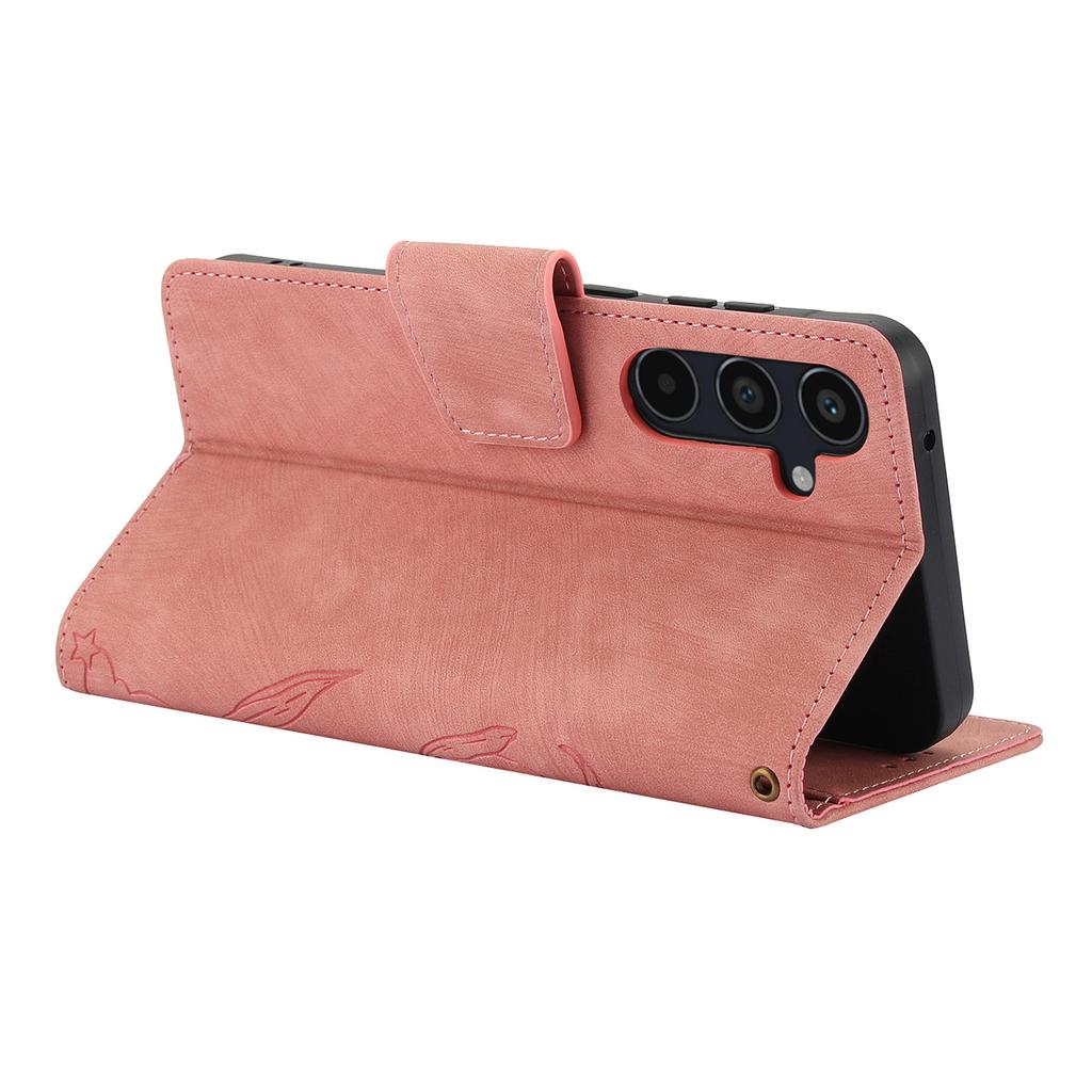 For Samsung Galaxy A57 5G Case Flower Butterfly Leather Wallet Phone Cover with Hand Strap