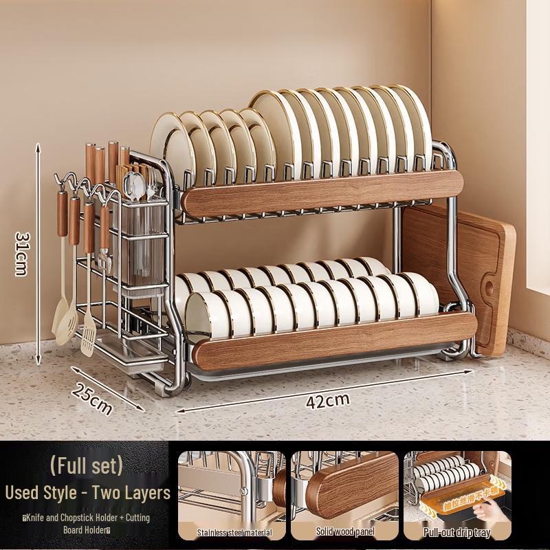 Handun 2-Tier Stainless Steel Dish Drying Rack