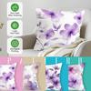 Purple Flowers Cushion Pillowcase Printed Polyester 45X45Cm Throw Pillowcover Decorative Sofa Cushion Pillowslip Home Decor