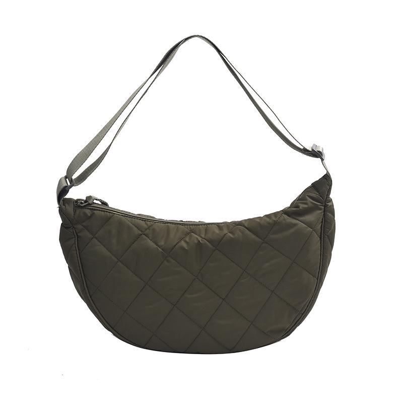 Cotton Argyle Moon Crossbody Bag - Versatile Casual Women's Shoulder Bag with Printed Logo.