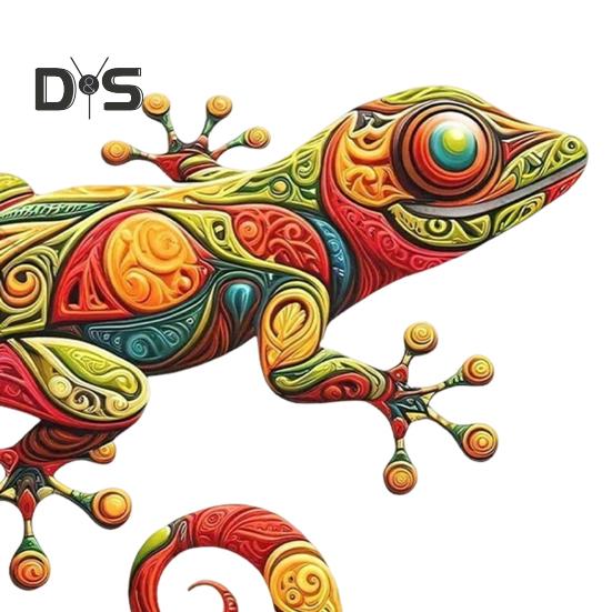Decorațiune de perete Gecko cu șopârlă metalică, decorațiune de perete colorată, montată pe perete, Gecko pentru gard de grădină, decor de casă, casă de la țară