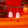 3D Cartoon Ghost Resin Crystal Pumpkin Drop Earrings Cute Halloween Dangle Earring Jewelry For Women Men Funny Party Accessories
