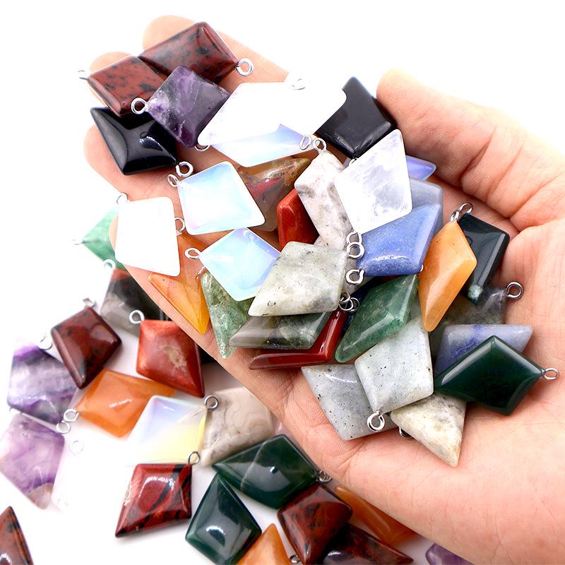 Natural Stone Rhombus Crystal Pendant for DIY Jewelry