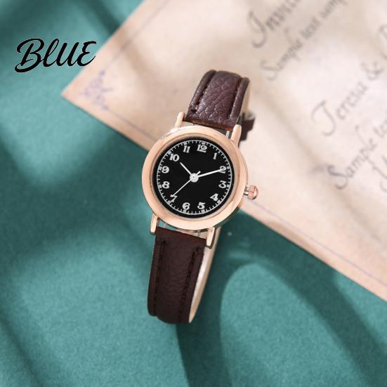 Lightweight Ladies Watch Women Round Dial with Faux Leather Strap