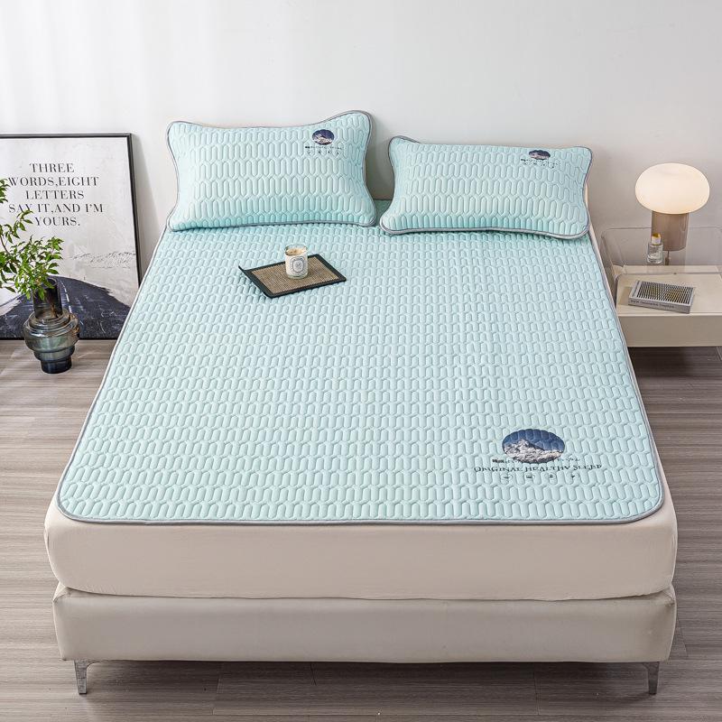 Class A Ice Silk Latex Cooling Mat Set: Washable, Antibacterial, Mother & Baby Safe, Fitted Sheet Style