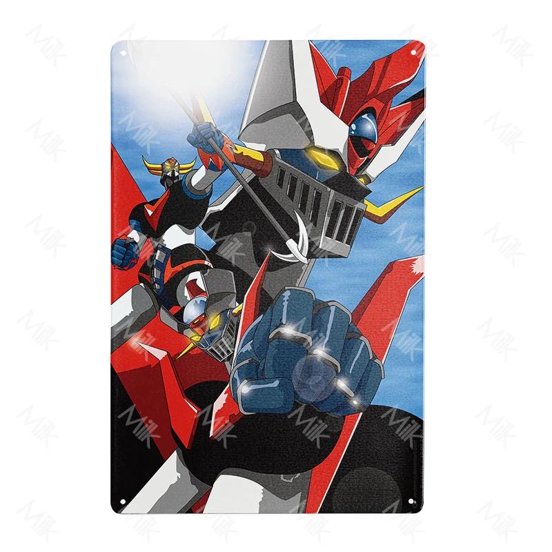 Anime Goldrake Goldorak Mazinger Z Metal Tin Sign Rectangle UFO Robot Grendizer Signs Plaque Bar Cafe Bedroom Wall Art Decor