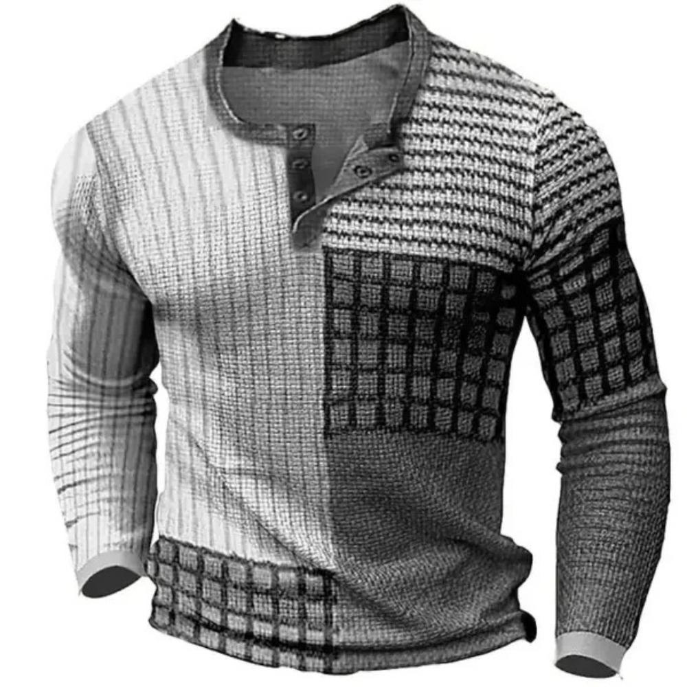 Maglietta vintage a maniche lunghe da uomo con stampa DTG 3D