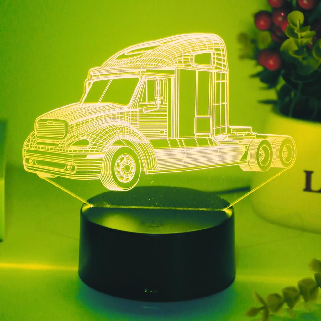 Creative tractor, large truck, 3D night light as a gift for car fans, touch rainbow color decoration, room atmosphere