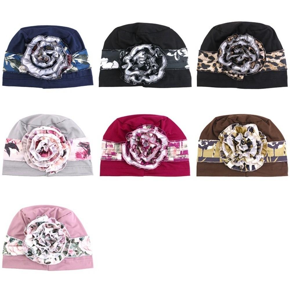 Postpartum Headscarf Big Flower African Turban Breathable Comfortable Muslim Hijab Caps Print Bonnet Beanies For Women