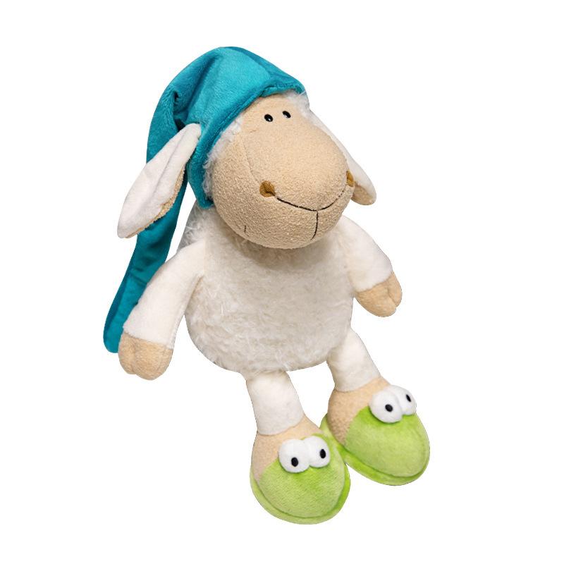 Cute Sleepy Little Wool Toy Nightcap Sheep Doll Children Rag Doll Girl Doll Pillow Holiday Gift