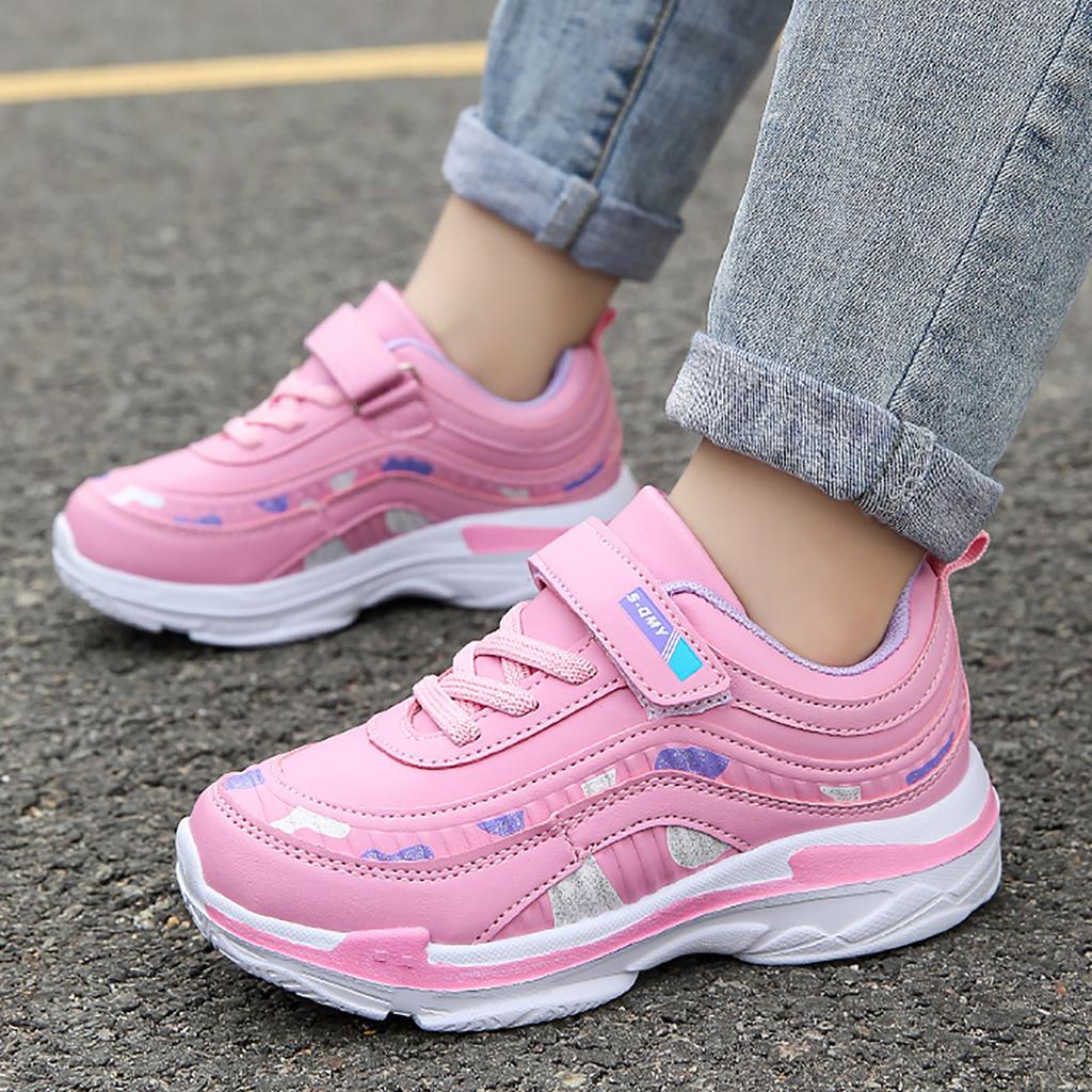 Girls Sport Shoes Waterproof Running Kids Sneakers Casual Leather Pink Breathable Fashion Anti-Slip Lightweight Children Shoes