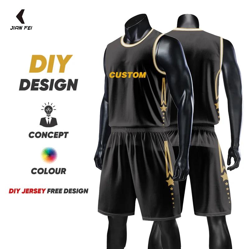 Custom Personalized Digital Print Mens Basketball Shirt Polyester Mesh Summer Breathable Basketball Jersey Set With Name WMS14
