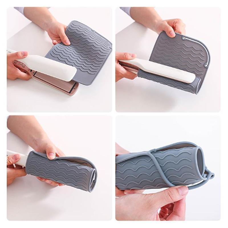 Multifunktionale hitzebeständige Silikonunterlage Isoliermatte für Haarglätter, Lockenstab, Lockenwickler, Glätteisen