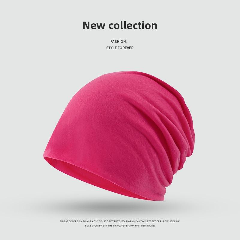 Hat Women's Windproof Headband Hat Men's Casual Thin Headscarf Chemotherapy Nightcap Solid Color Pile Confinement Cold Hat