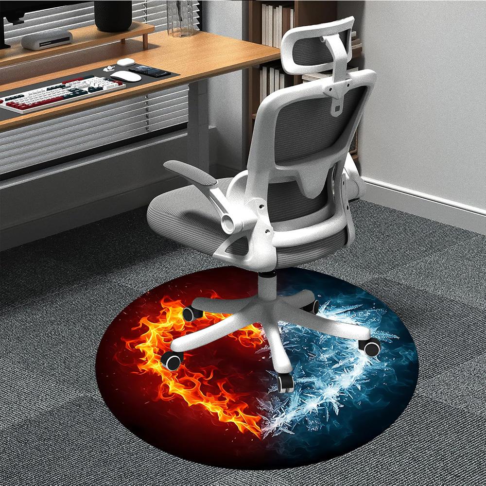 

1pc Fire Ice Office Round Area Rug, Indoor Mat Suitable ForOffice, Under Office Chairs Bedroom Living Room Home Decor T199 80cm by 80cm
