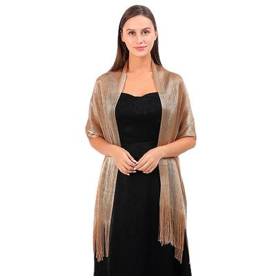 Sparkling Metallic Scarf Women Evening Dress Shawl Tassel Gold Silver Shiny Party Shawls Bridal Bridesmaid Wedding Boleros Wraps