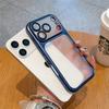 Luxury Transparent Matte Phone Case For iPhone 17Pro Air 17 16 15 14 13 12 11 Pro Max Lens Protection Metallic Color Frame Cover