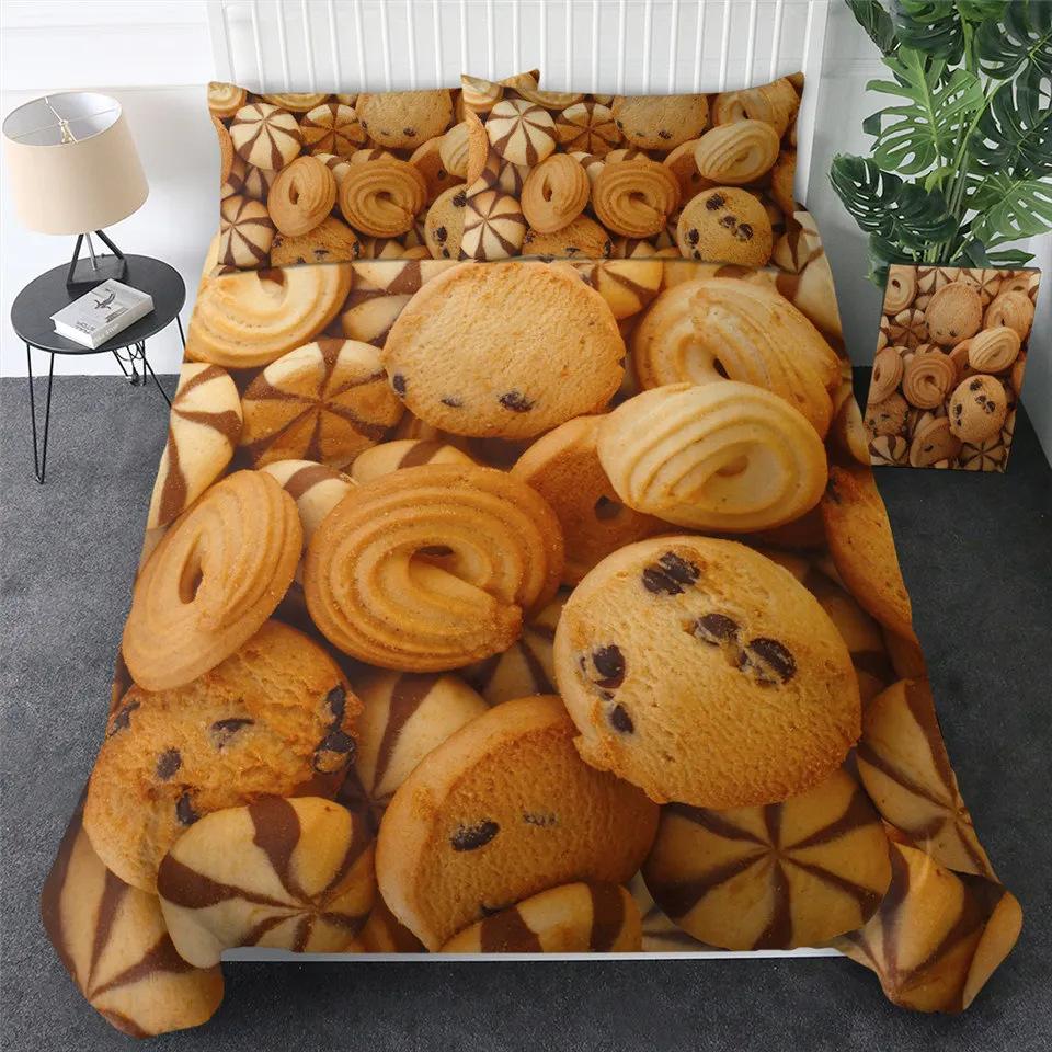 Gourmet Pancake Pattern Duvet Set Fun Three-Piece Set Suitable For Boys And Girls