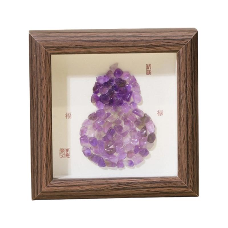 Natural Crystal Gourd Photo Frame Symbols Lucky Wealth Table Ornament Decorative Photo Frame New Year Gift for Women Men