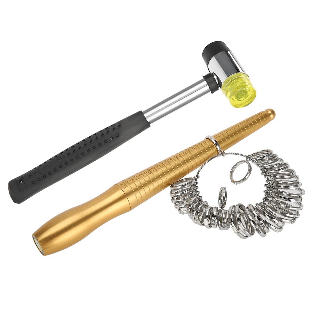 3pcs / Set Ring Mandrel Sizer Finger Measuring Stick Handle Hammers Jewelry Tool