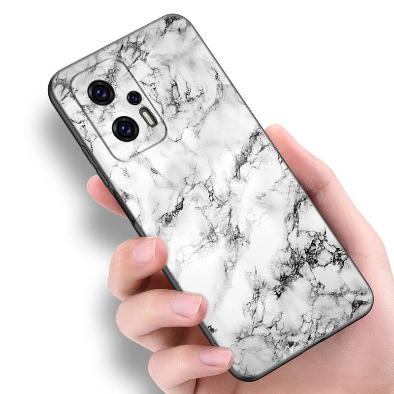Xiaomi POCO F2 F3 M2 M3 M4 X3 X4 Pro NFC F4 GT 5G F1 X2 C3 C31 C40 M5S için Siyah ve Beyaz Mermer Telefon Kılıfı TPU Siyah Kapak