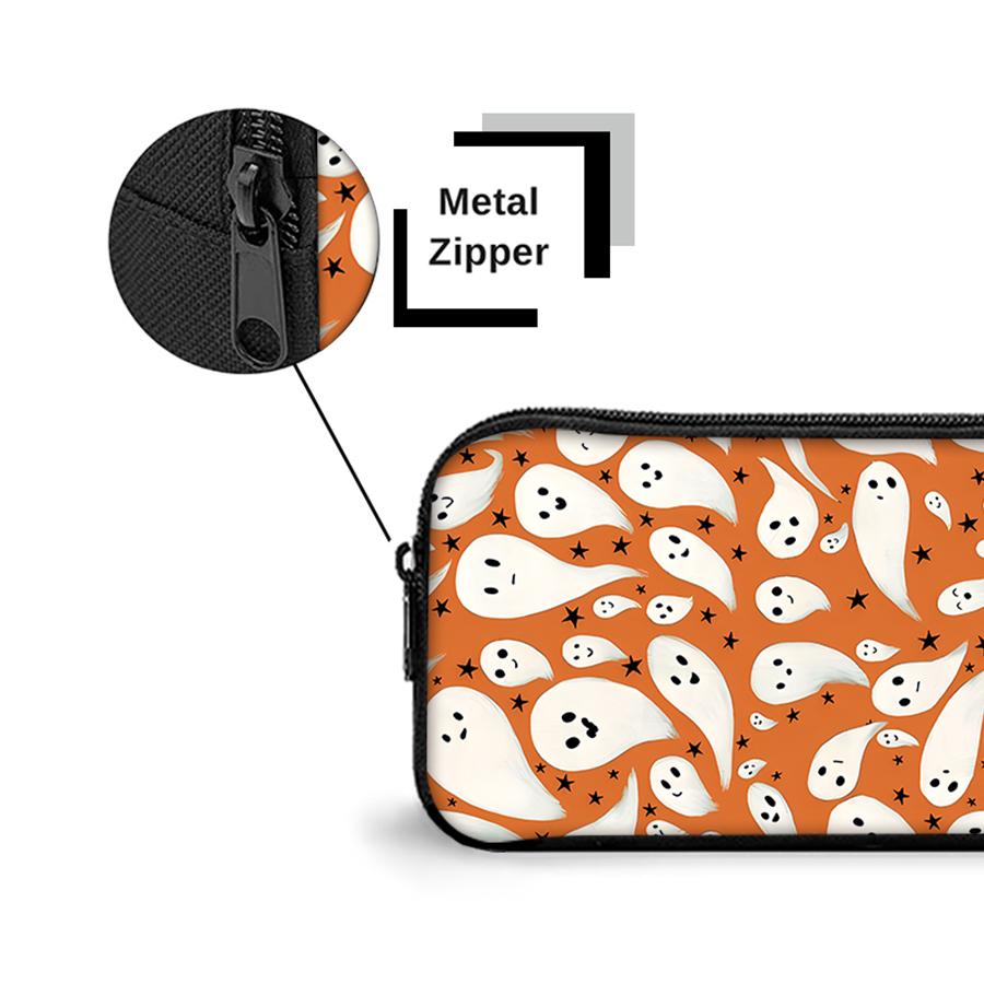 Ghost Pattern Single Layered Pencil Case With Handheld For Boy And Girls Best Gifts 2D Cartoon School Pencil Pouch For Children