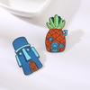 Pineapple House Squidward Brooch - Cute Cartoon Badge Spongebob Merch Hoodie Accessory for Couples, Creative European & American Style.