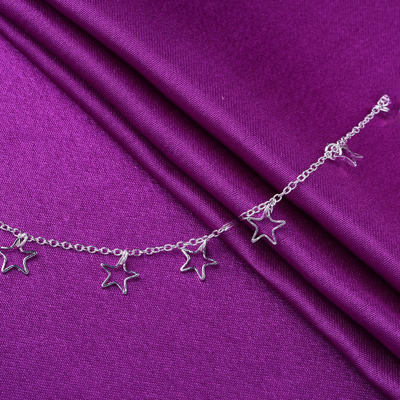 Silver Hollow Star Anklet - Celebrity Style Korean Fashion Jewelry Gift for Women