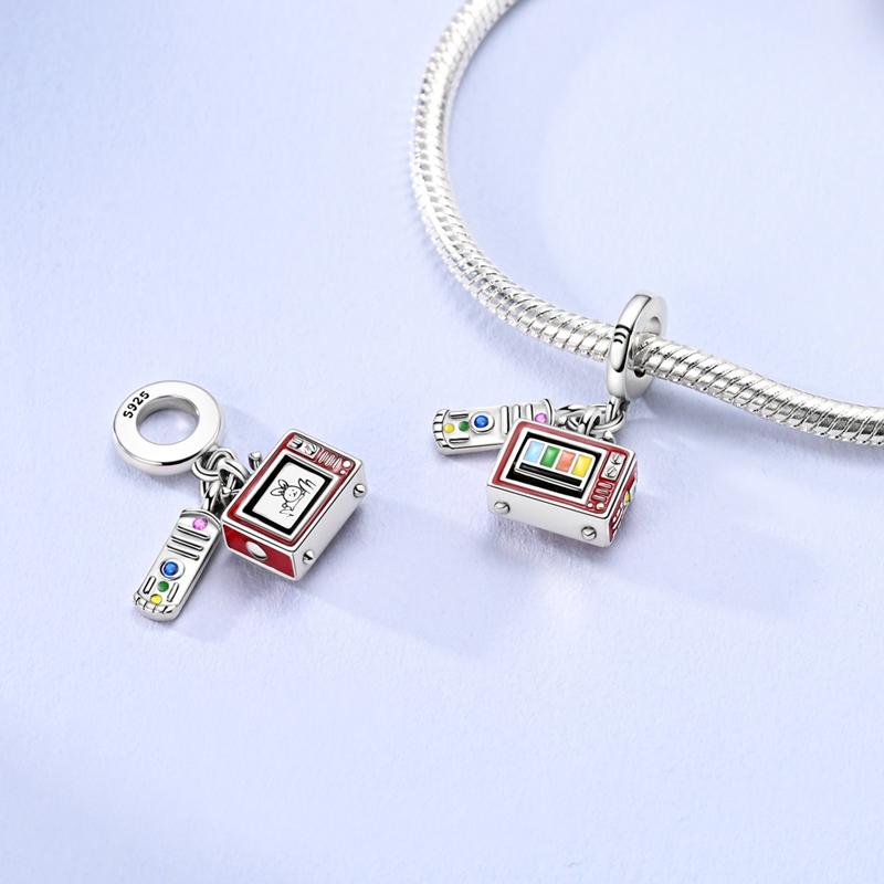 Copper Television Projector Popcorn Clapper Board Dangle Charms Bead Pendant Fit Bracelet Necklace Diy Jewelry Gift