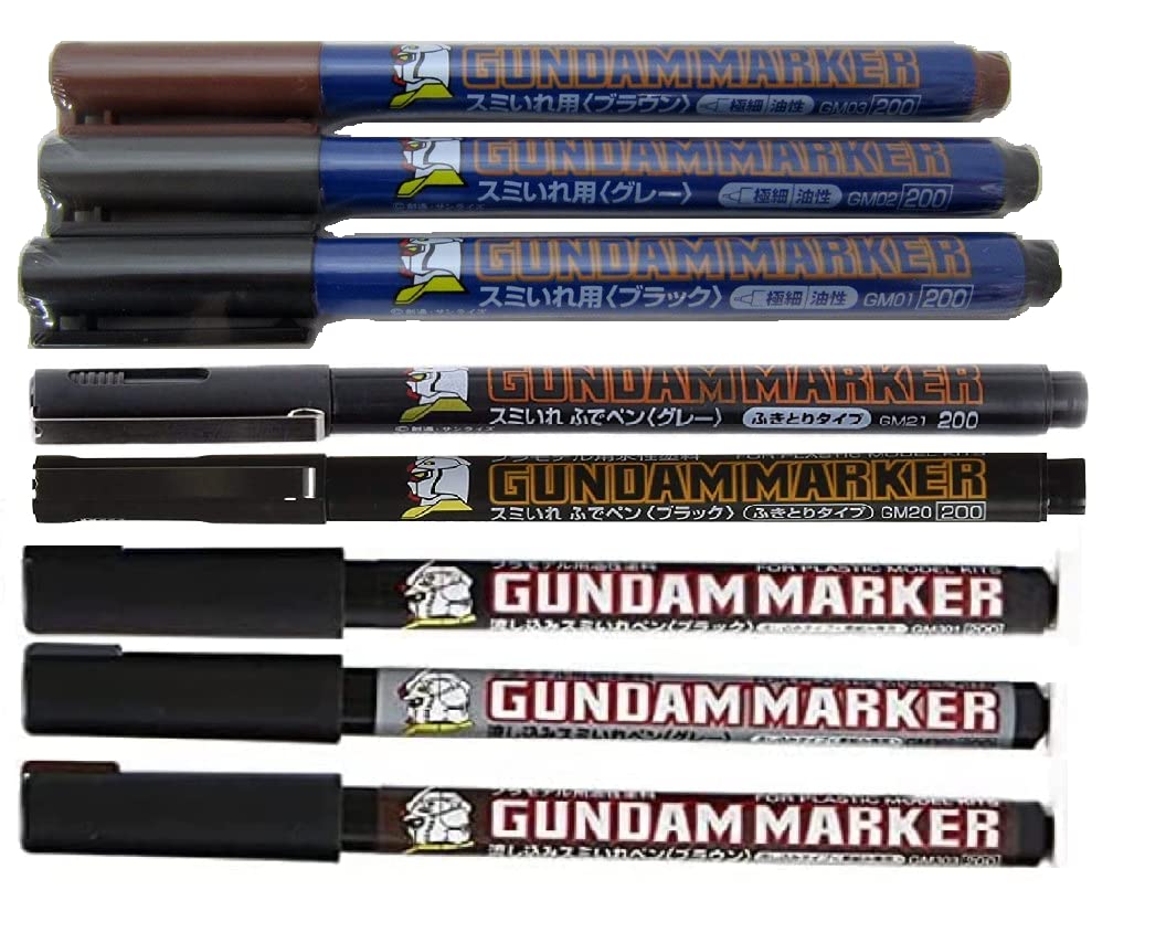 

Gundam Marker Inking Extra Fine Wipe Flow Inking Pen Set 303 & & 8-Color cmGM01, 02, 03, 20, 21, 301, 302,