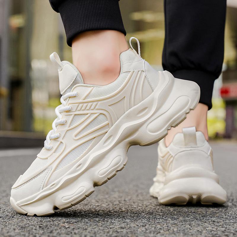 

Sports men s shoes summer new mesh breathable running shoes fashion trendy shoes casual versatile thick sole heightening dad shoes men 44 белый