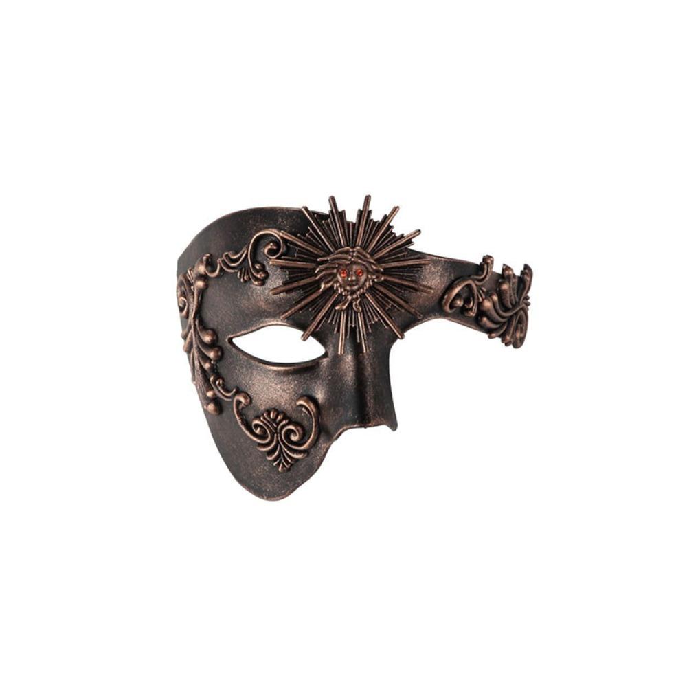 Vintage Roman Sun God Mask Steampunk Metal Texture Venice Half-Face Masquerade Mask Plastic Reusable Halloween Face Cover Photo