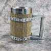 Handcrafted Wooden-Style Barrel Beer Mug with Stainless Steel Lining – Large Capacity