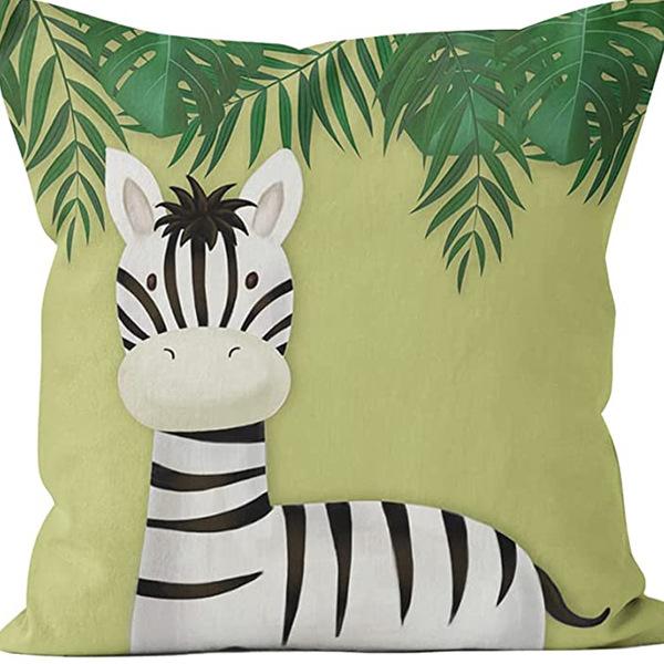 Super Cute Cartoon Linen Pillow Case Digital Printed Cushion Sofa Bed Pillow Simple
