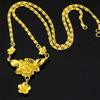 Luxury Pure Gold Real Gold Rose Three Raw Flower Necklace Women's One-piece Chain Rose Tassel Clavicle Chain