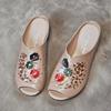 Slippers summer 2025 new first-layer cowhide thick heel soft-soled sandals outer wear ethnic style hollow breathable hole shoes