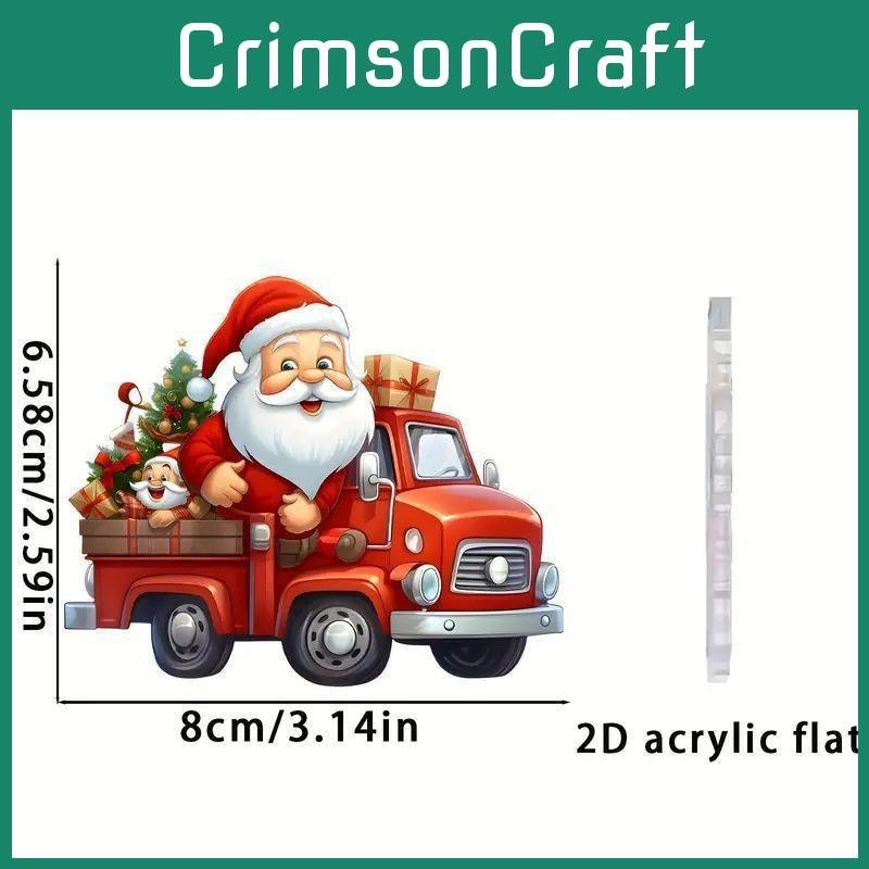 Claus Santa Drive Car Pendant With Acrylic Flat Surface For Christmas Gift