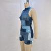 Summer New Women's Imitation Denim Print Sleeveless Bodycon Jumpsuit Tank Top Jumpsuit
