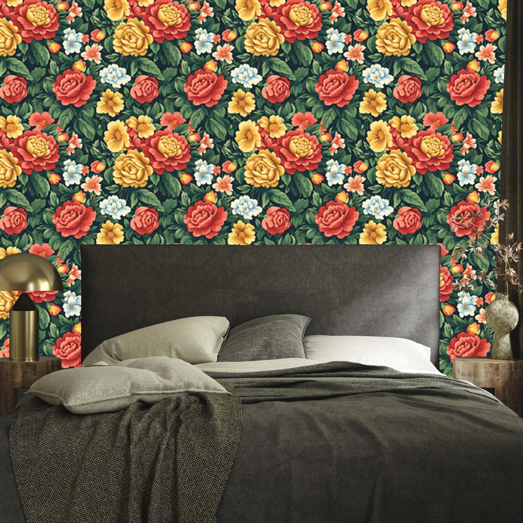 Aesthetic Green and Gold Flowers Wallpaper for Living Room and Bedroom 50x1000