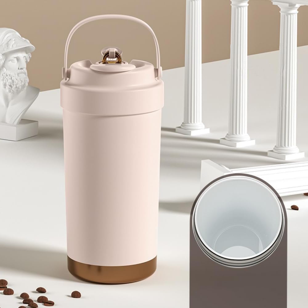 

500ml Ceramic Tumbler with Straw, Vacuum Insulated, Double-Layered Design, Keeps Hot or Cold, Portable Coffee Cup, Water Bottle, Multi-Color,