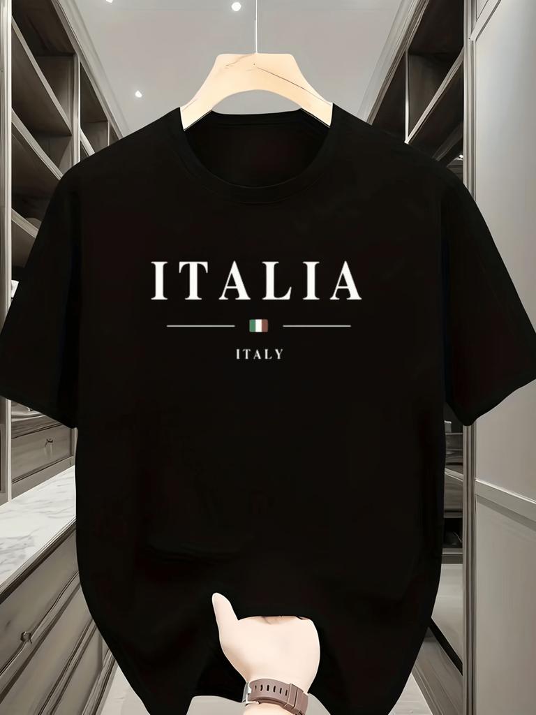 Minimalist Premium ITALIA Letter Print ShortSleeve TShirt Fashionable and Trendy InsStyle Versatile