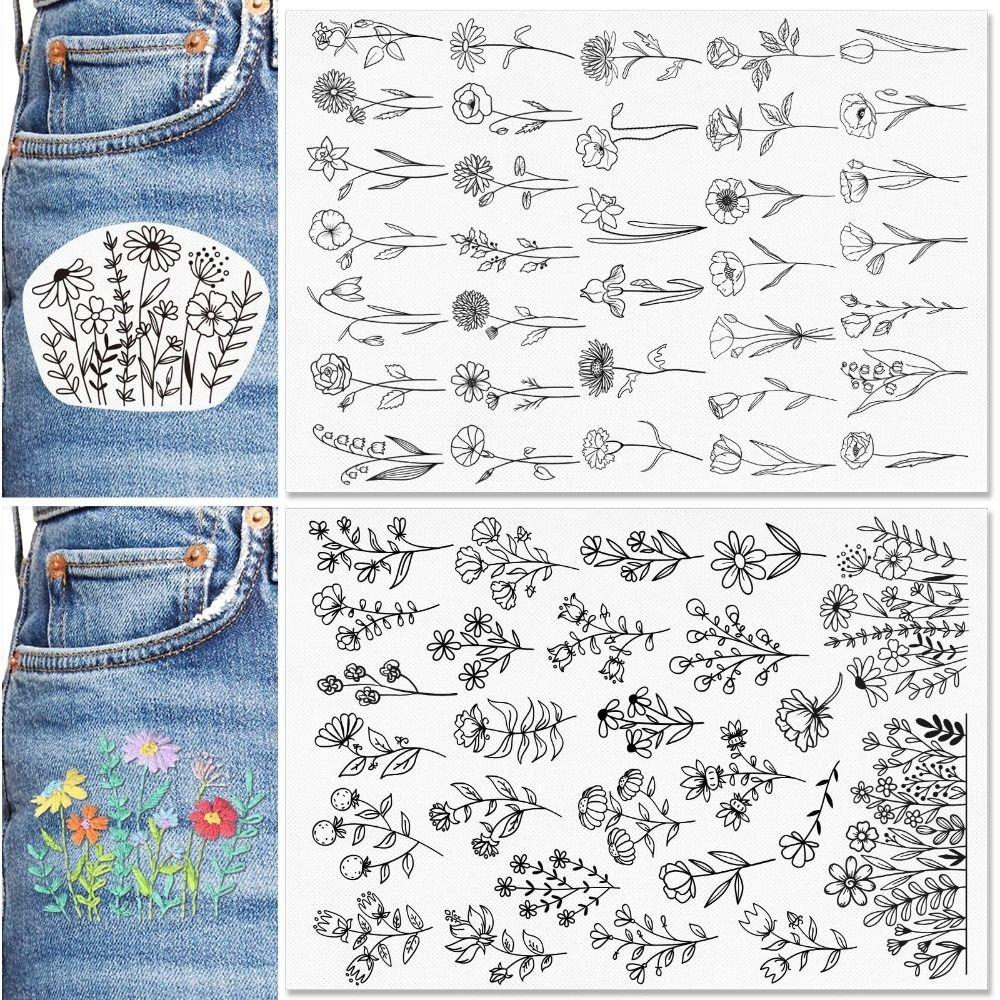 Water Soluble Flower Embroidery Patternser Animal Patterns Daisy Flowers Stick and Stitch Embroidery Paper Hand Sewing DIY