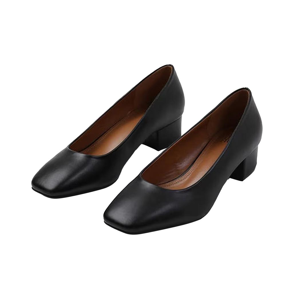 Where's That From Damskie/damskie buty Seattle PU Square Toe Wide Low Block Heel Court