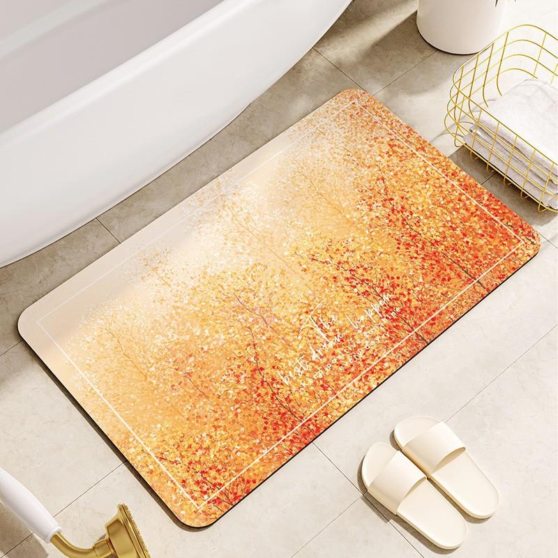 

Впитывающий коврик для ванной комнаты в стиле масляной живописи, противоскользящая мягкая подушка для двери туалета, быстросохнущий мягкий коврик для ног из диатомовой грязи 40 * 60cm