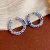 French Retro Blue Geometric Circle Ear Cuffs - Elegant Ethnic Style Statement Earrings