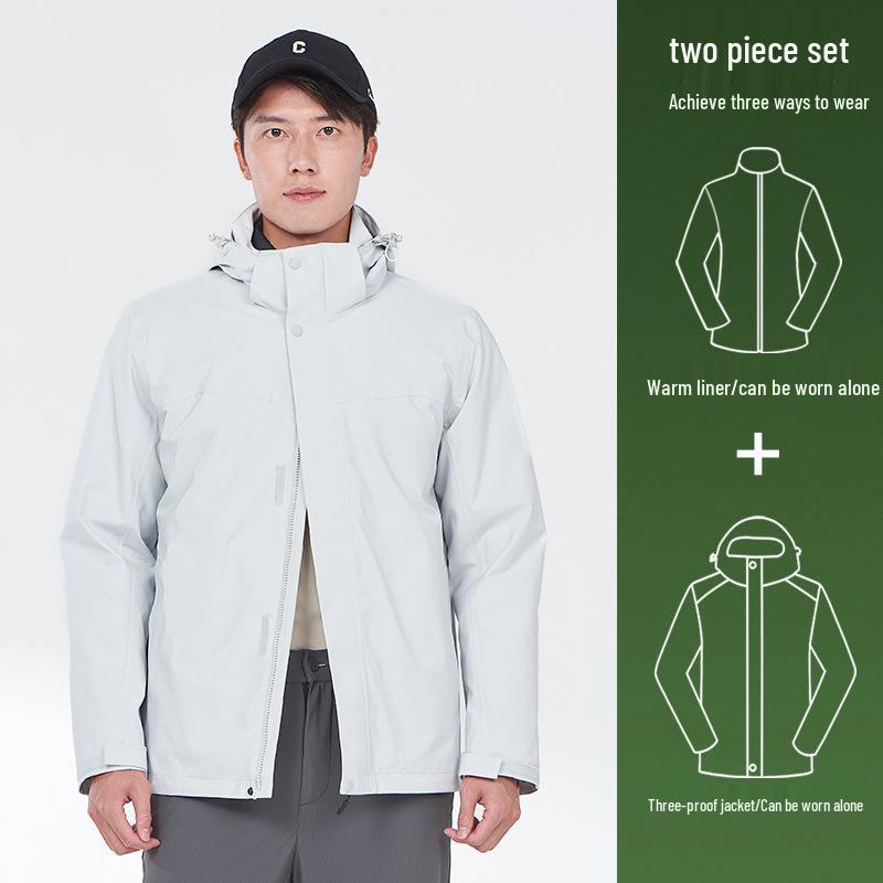 Op maat Gemaakte Winddichte en Waterdichte Heren 3-in-1 Outdoor Jas met Logo Bedrukking voor Bedrijfs- en Teamkleding