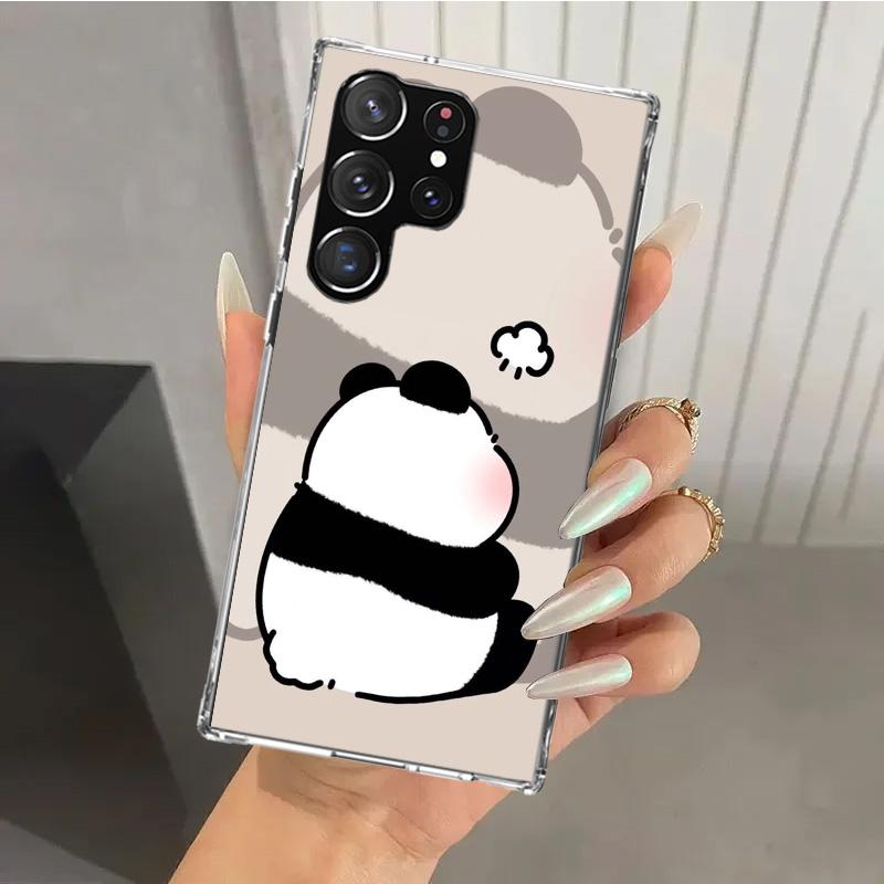Cartoon Cute Panda Bear Phone Case for Samsung Galaxy S26 S24 S23 Ultra S25 Edge S22 S21 Plus S20 FE + Soft Print Shell Funda Ga