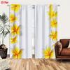 2Pcs Curtain Yellow And White Plumeria Flowers Window Drapes For Bedroom Living Room Decoration Window Treatment.